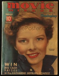 5f0817 MOVIE MIRROR magazine February 1935 great cover portrait of Katharine Hepburn by Doolittle!