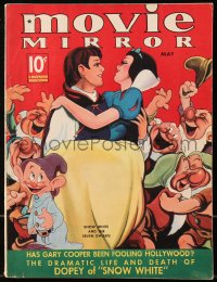 5f0818 MOVIE MIRROR magazine May 1938 full cover art for Disney's Snow White and the Seven Dwarfs!