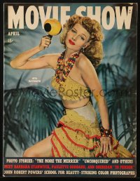 5f0825 MOVIE SHOW magazine April 1943 cover portrait of sexy Rita Hayworth in tropical outfit!