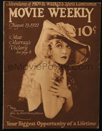5f1164 MOVIE WEEKLY magazine August 19, 1922 portrait of sexy Mae Murray by Alfred Cheney Johnston!
