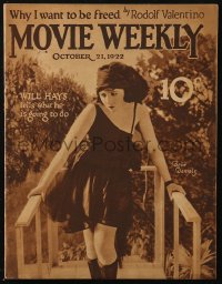 5f1169 MOVIE WEEKLY magazine October 21, 1922 Bebe Daniels, what Will Hays is going to do, Valentino!