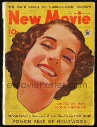 5f0844 NEW MOVIE MAGAZINE magazine December 1933 great cover art of Norma Shearer by Clarke Moore!