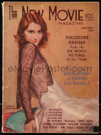 5f0840 NEW MOVIE MAGAZINE magazine January 1932 art of sexy Barbara Stanwyck by Penrhyn Stanlaws!