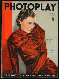 5f1080 PHOTOPLAY magazine June 1935 cover portrait of pretty Irene Dunne by Victor Tchetchet!