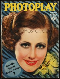 5f1072 PHOTOPLAY magazine October 1934 great cover art of pretty Irene Dunne by Earl Christy!