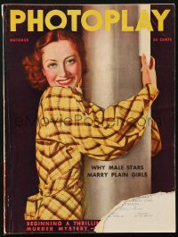 5f1084 PHOTOPLAY magazine October 1935 cover portrait of pretty Joan Crawford by Victor Tchetchet!