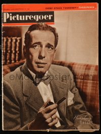 5f0611 PICTUREGOER English magazine February 12, 1949 cover portrait of Humphrey Bogart with pipe!