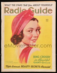 5f0890 RADIO GUIDE magazine September 12, 1936 cover art of Durelle Alexander by Charles E. Rubino!