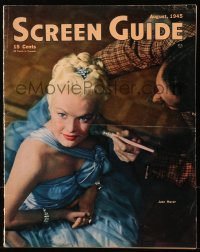 5f1187 SCREEN GUIDE magazine August 1945 candid close up of sexy June Haver having makeup applied!