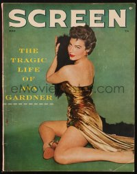 5f0907 SCREEN magazine June 1955 The Tragic Life of Ava Gardner, sexy cover portrait!