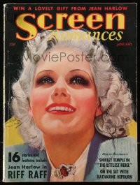 5f0920 SCREEN ROMANCES magazine January 1935 great cover art of Jean Harlow by Earl Christy!