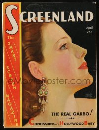 5f1191 SCREENLAND magazine April 1931 cover art of beautiful Norma Shearer by Thomas Webb!