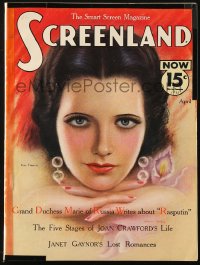 5f1193 SCREENLAND magazine April 1933 great cover art of beautiful Kay Francis by Charles Sheldon!