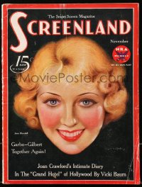 5f1195 SCREENLAND magazine November 1933 great cover art of Joan Blondell by Charles Sheldon!