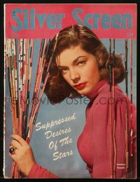5f1211 SILVER SCREEN magazine May 1945 sexy Lauren Bacall cover, suppressed desires of the stars!