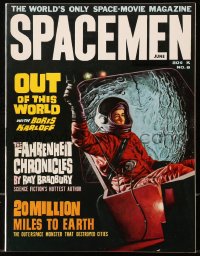 5f0949 SPACEMEN #8 magazine June 1964 Out of This World w/ Boris Karloff, 20 Million Miles to Earth!