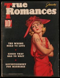 5f0983 TRUE ROMANCES magazine January 1937 great cover art of Carole Lombard by Georgia Warren!