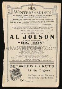 5f0034 BIG BOY stage program 1925 Al Jolson stars in the Kentucky Derby horse racing musical, rare!