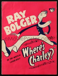 5f0487 WHERE'S CHARLEY stage play souvenir program book 1951 Ray Bolger, John Lynds, cool cover art!