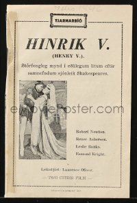 5f0005 HENRY V Icelandic program 1944 star/director Laurence Olivier, William Shakespeare!