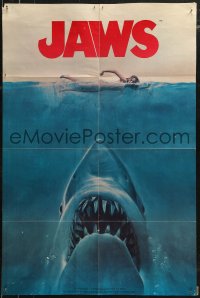 5f0570 JAWS promo magazine 1975 monster colour souvenir poster magazine, unfolds to 23x34!
