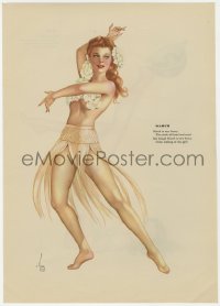 5g0122 ALBERTO VARGAS March/April calendar page 1940s sexy Esquire pin-up art on each side!