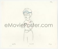 5g0194 KING OF THE HILL animation art 2000s cartoon pencil drawing of Peggy with visor & fanny pack!