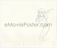 5g0185 KING OF THE HILL animation art 2000s cartoon pencil drawing of girl playing baseball!
