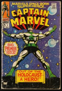 5g0424 CAPTAIN MARVEL #1 comic book May 1968 first issue, out of the Holocaust... a hero!