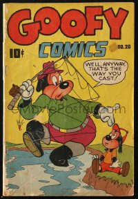 5g0461 GOOFY COMICS #20 comic book June 1947 he's having a hard time showing his son how to fish!