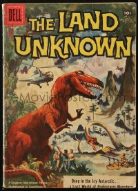 5g0479 LAND UNKNOWN #845 comic book 1957 adaptation of the Universal sci-fi movie, cool dinosaur art!