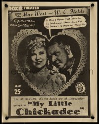 5g0096 MY LITTLE CHICKADEE REPRO herald 1970s great image of W.C. Fields & sexy Mae West in heart!