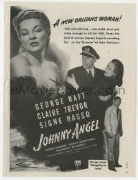 5g0055 JOHNNY ANGEL magazine ad 1945 sexy French Claire Trevor is a New Orleans woman, George Raft!