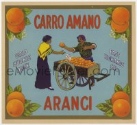 5g0082 CARRO AMONO ARANCI 10x11 crate label 1940s citrus fruit grown in California East Highlands!