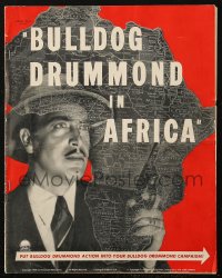 5g0681 BULLDOG DRUMMOND IN AFRICA pressbook 1938 detective John Howard goes to the Dark Continent!