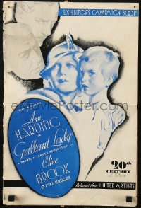 5g0755 GALLANT LADY pressbook 1933 Brook loves Ann Harding who wants her baby she gave away, rare!