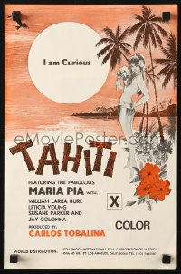 5g0785 I AM CURIOUS TAHITI pressbook 1970 different art of sexy tropical Maria Pia, who is curious!