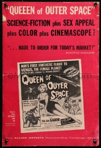 5g0901 QUEEN OF OUTER SPACE pressbook 1958 artwork of sexy full-length Zsa Zsa Gabor on Venus!