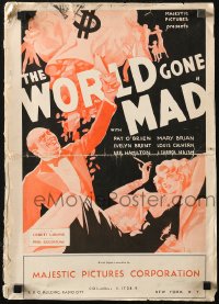 5g1027 WORLD GONE MAD pressbook 1933 Wall Street executives decide to kill District Attorney, rare!