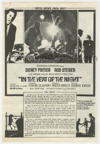 5g1073 IN THE HEAT OF THE NIGHT press sheet 1967 Sidney Poitier, Rod Steiger, Warren Oates