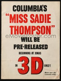 5g0113 MISS SADIE THOMPSON trade ad 1953 see sexiest prostitute Rita Hayworth in 3-D!
