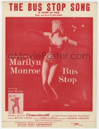 5g0295 BUS STOP sheet music 1956 different image of sexy Marilyn Monroe, The Bus Stop Song!