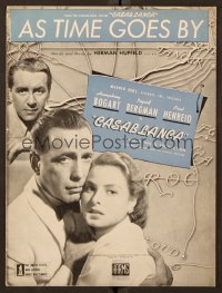 5g0298 CASABLANCA light blue sheet music 1942 Humphrey Bogart, Ingrid Bergman, As Time Goes By!