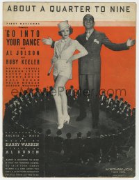 5g0321 GO INTO YOUR DANCE sheet music 1935 Al Jolson & wife Ruby Keeler, About A Quarter To Nine!