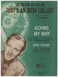 5g0323 GOING MY WAY sheet music 1944 Bing Crosby, Too-Ra Loo-Ra Loo Ral That's An Irish Lullaby!
