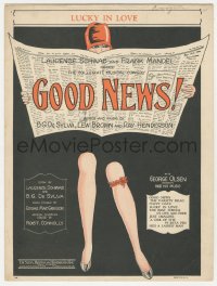 5g0325 GOOD NEWS sheet music 1930 great art of sexy girl holding newspaper, Lucky in Love!