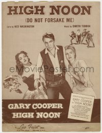5g0328 HIGH NOON sheet music 1952 Gary Cooper, Grace Kelly, Katy Jurado, Do Not Forsake Me!