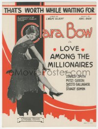 5g0338 LOVE AMONG THE MILLIONAIRES sheet music 1930 full-length Clara Bow, That's Worth Waiting For!