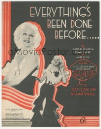 5g0365 RECKLESS English sheet music 1935 sexy Jean Harlow, Ev'rything's Been Done Before!