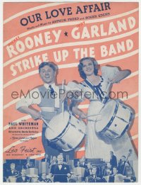 5g0385 STRIKE UP THE BAND sheet music 1940 Mickey Rooney & Judy Garland with drums, Our Love Affair!